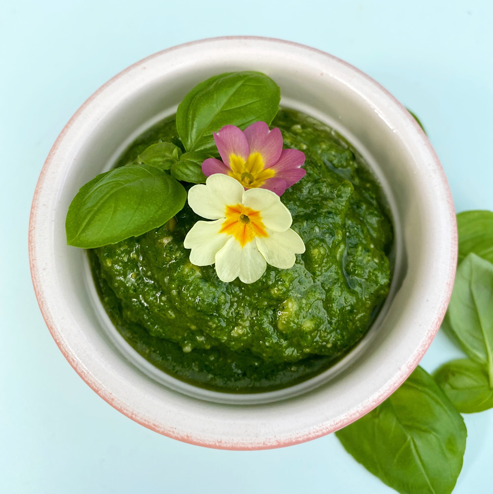Vegan pesto made with home grown basil
