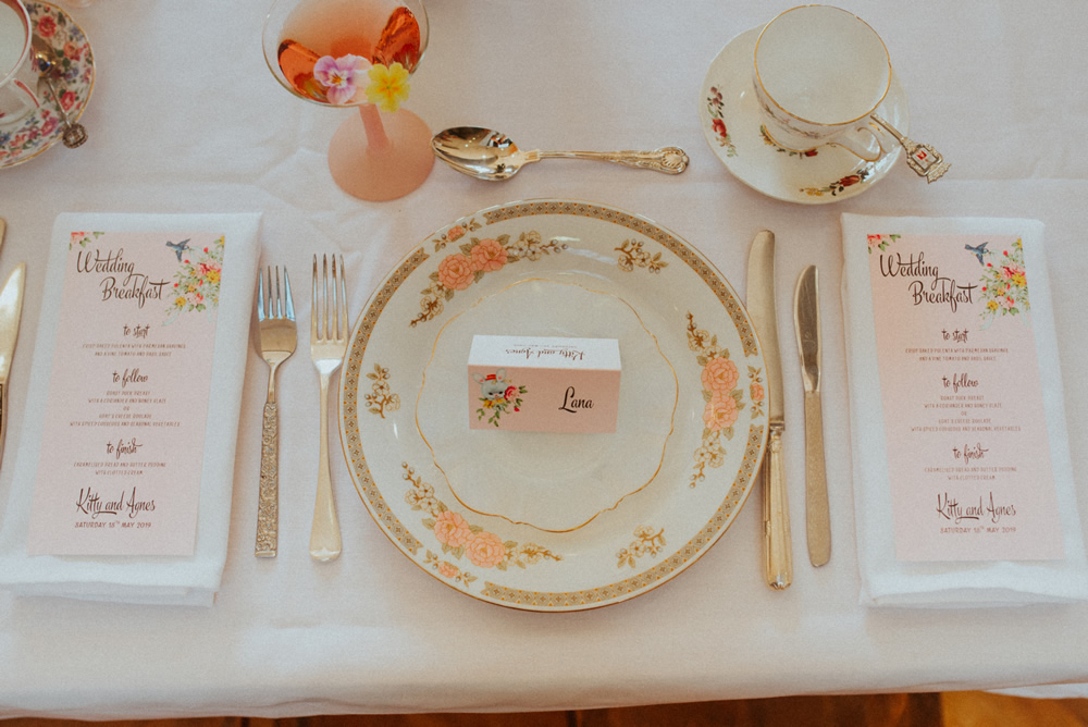 Edible flowers at wedding breakfast