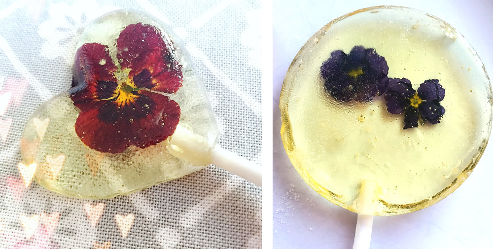 Edible flower lollipops